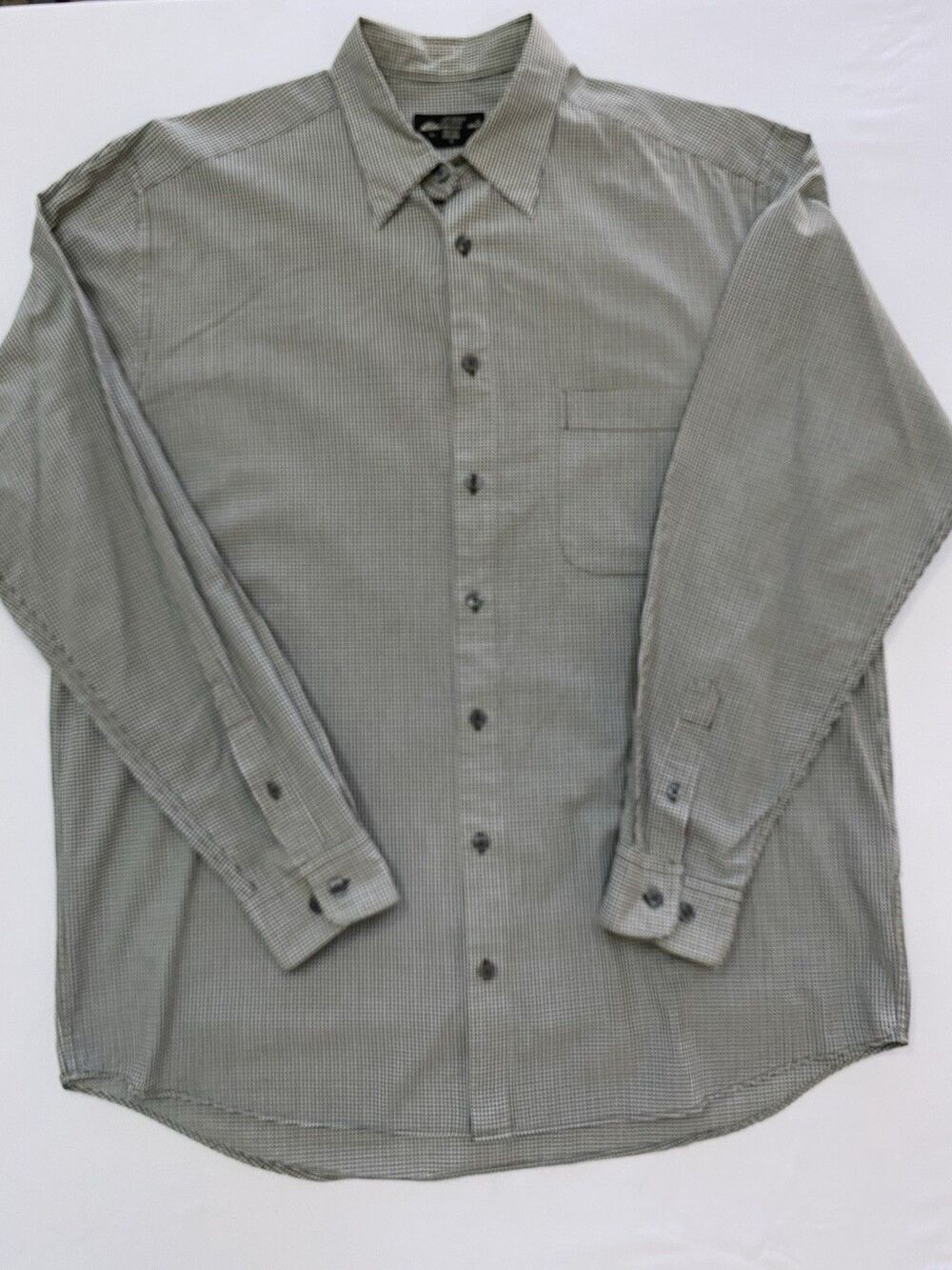 Eddie Bauer Men’s Tall Large Button Down Shirt 100% Cotton Green Gingham Plaid